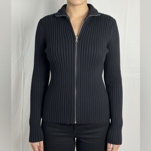 Polo Jeans Ralph Lauren Medium Black Thick Knit Full Zip Jacket
